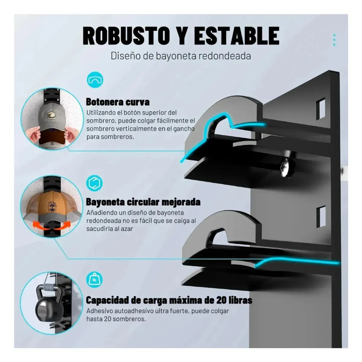 PORTA GORRAS DE PARED PARA CLOSET - 4