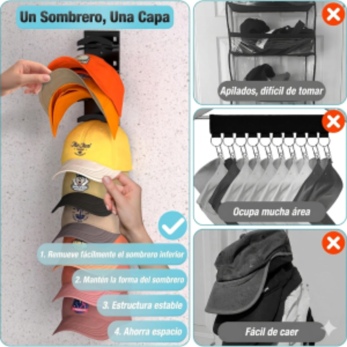 ORGANIZADOR VERTICAL PARA 10 GORRAS - 6