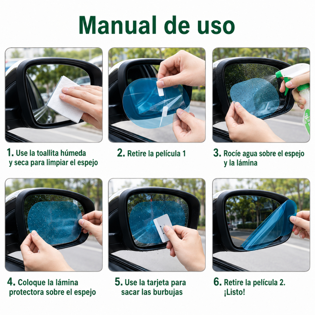 LAMINA ANTI LLUVIA PARA ESPEJO DE AUTO - 3
