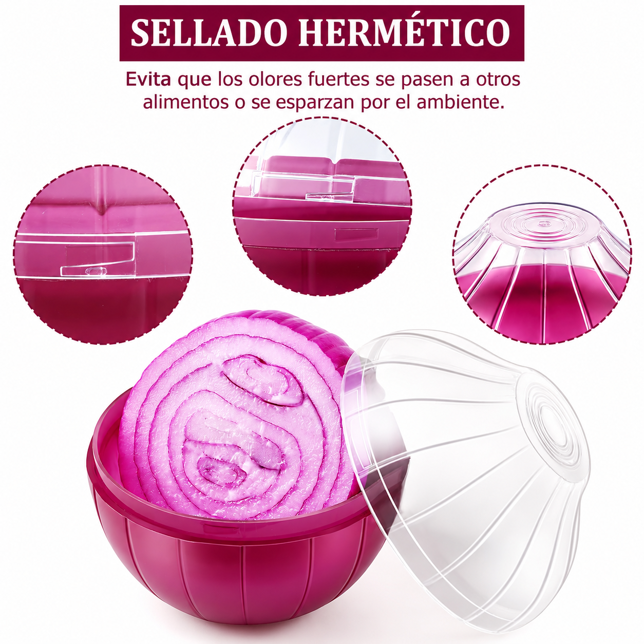 PORTA CEBOLLA REUTILIZABLE CON TAPA TRANSPARENTE - 8