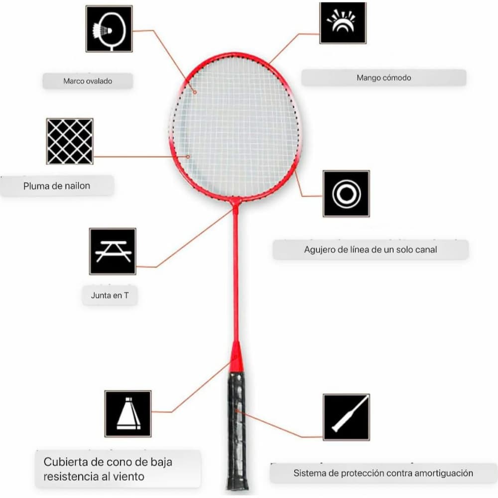 SET DE BÁDMINTON 2 RAQUETAS CON VOLANTE Y FUNDA - 6