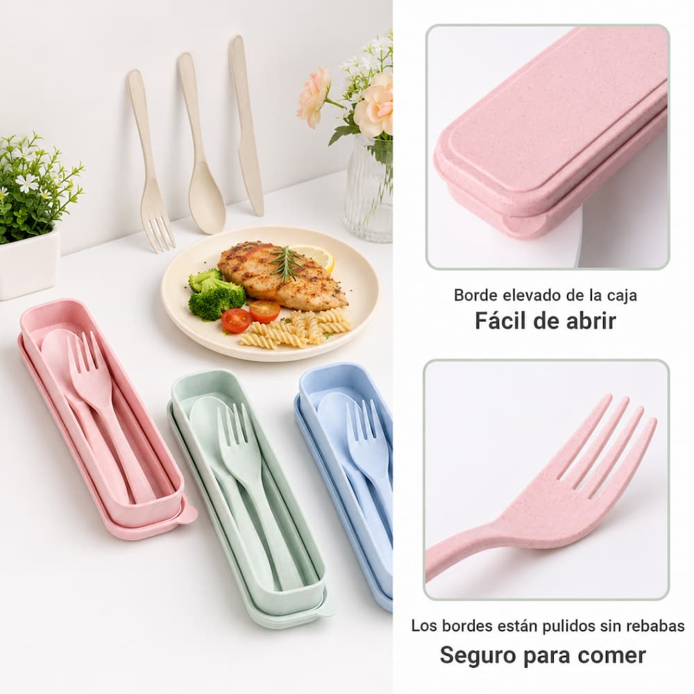 CUBIERTOS REUTILIZABLES PARA LONCHERA OFICINA Y VIAJE - 4