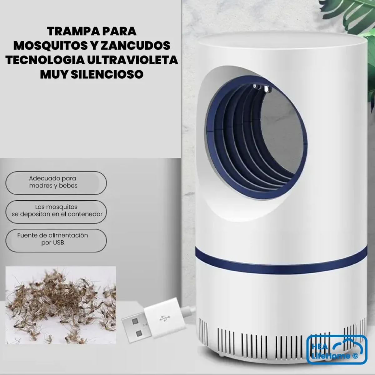 TRAMPA PARA MOSQUITOS CON LUZ UV ATRAPA INSECTOS - 4