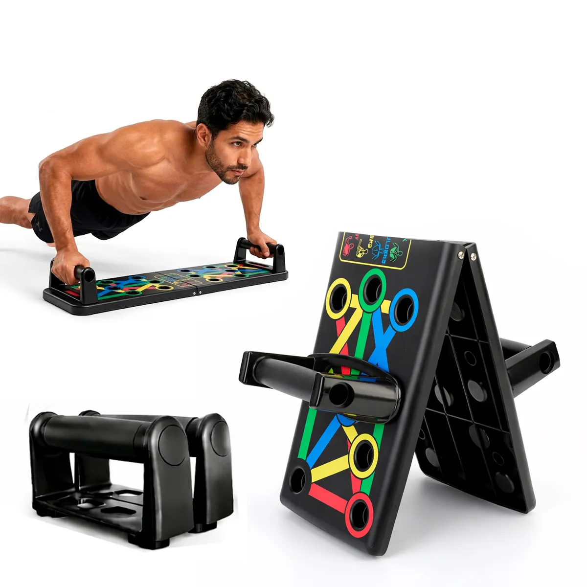 TABLA PUSH UP MULTIFUNCIONAL PLEGABLE CON MANGOS FITNESS - 3