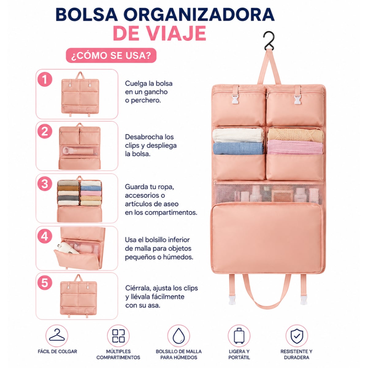 BOLSA ORGANIZADORA DE ROPA PARA VIAJE Y MALETA - 4