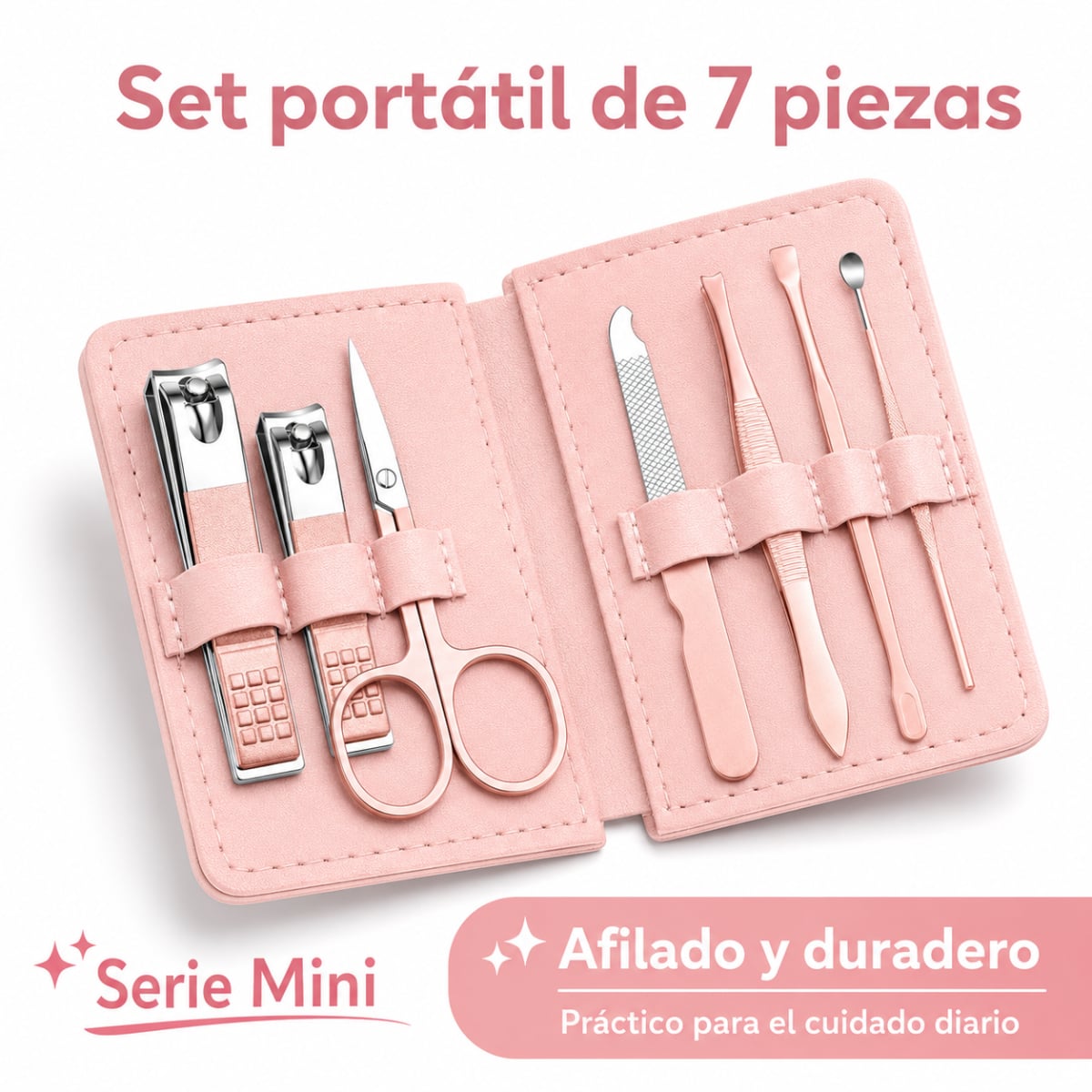 SET DE MANICURA PORTÁTIL 7 PIEZAS CON ESTUCHE - 2