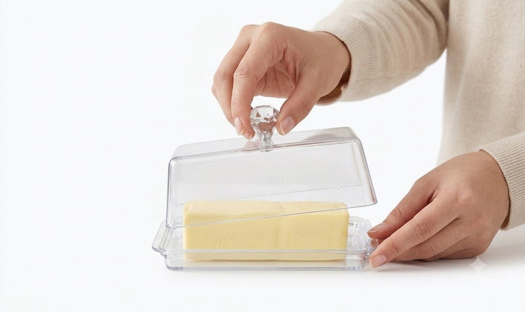 MANTEQUILLERA TRANSPARENTE CON TAPA PARA COCINA - 4