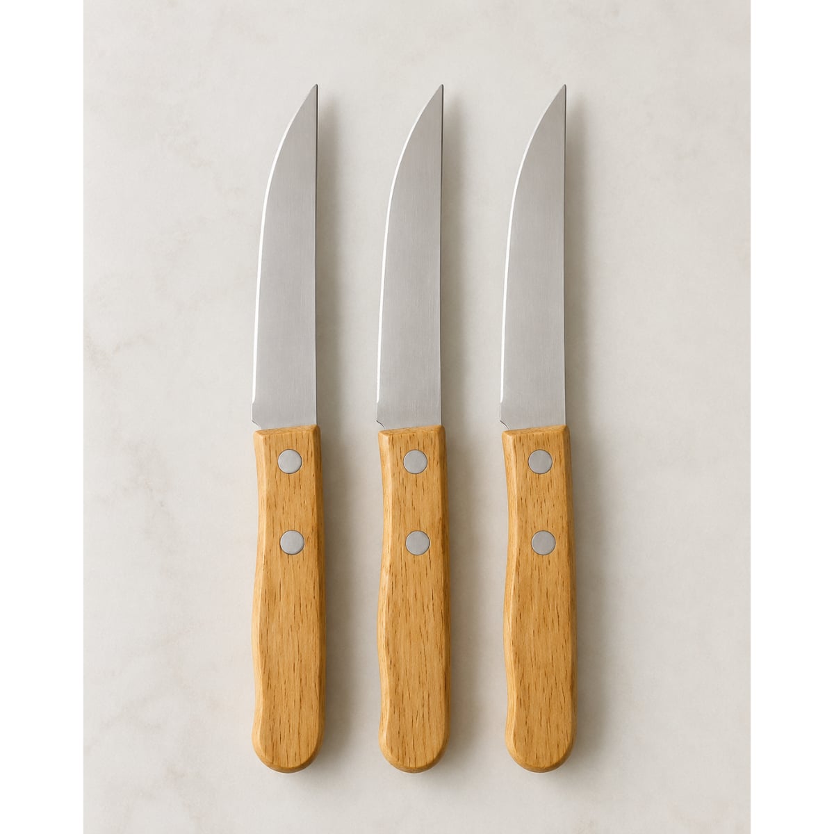 SET 3 CUCHILLOS DE COCINA ACERO INOXIDABLE MANGO MADERA - 2
