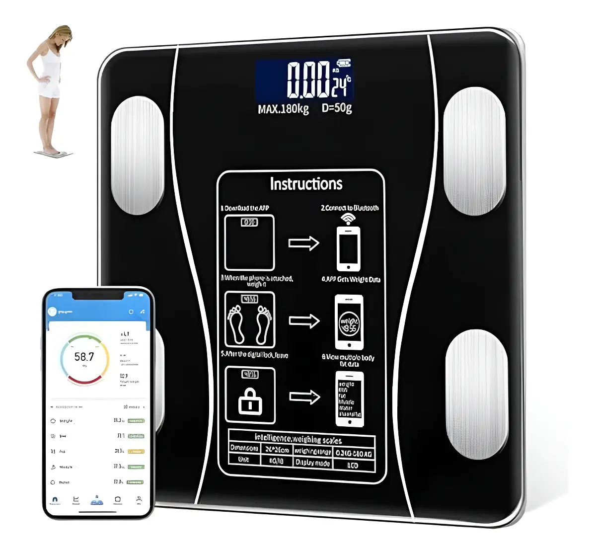 BALANZA DIGITAL INTELIGENTE BLUETOOTH CON APP CORPORAL - 1