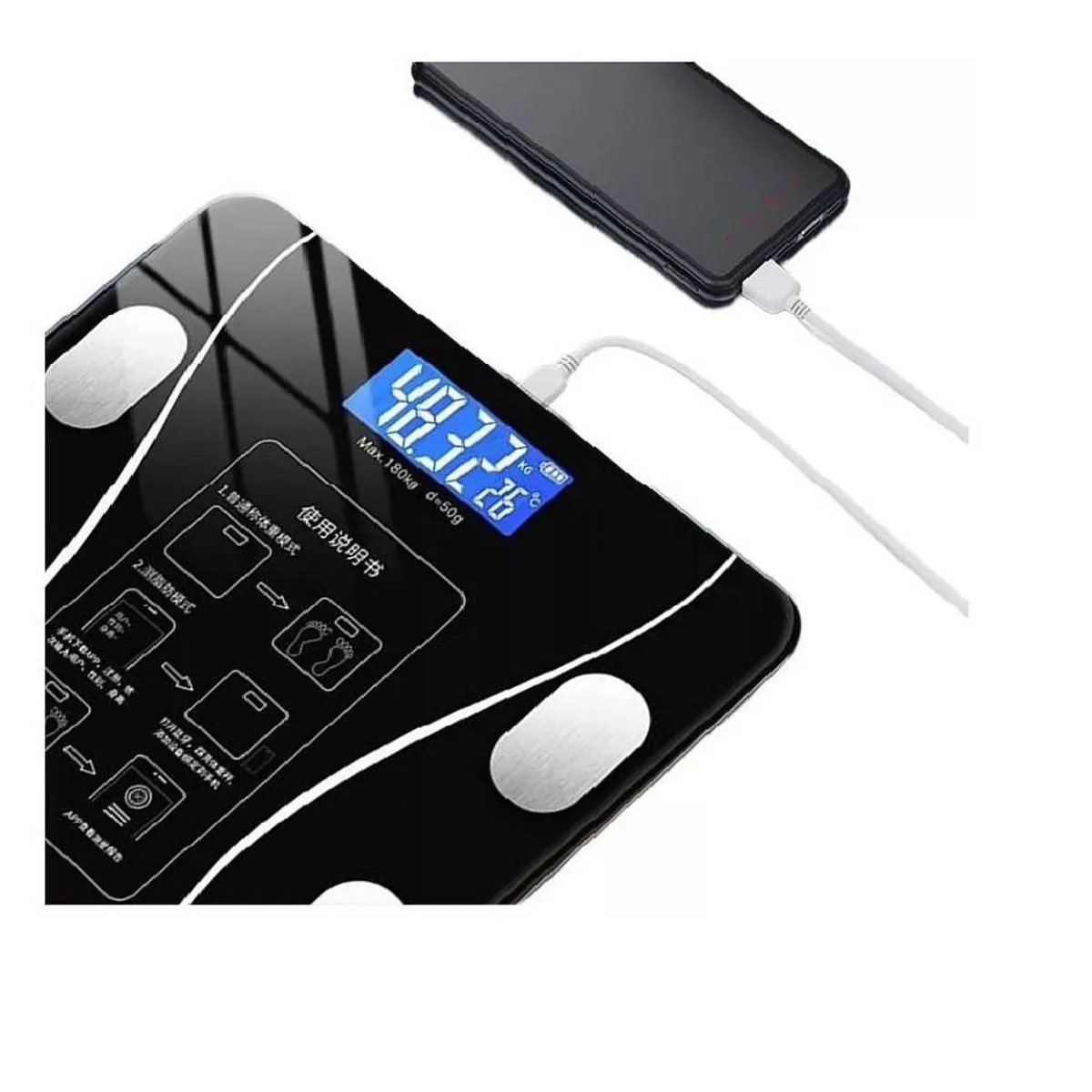 BALANZA DE BAÑO SMART CON VIDRIO TEMPLADO Y SENSORES - 3