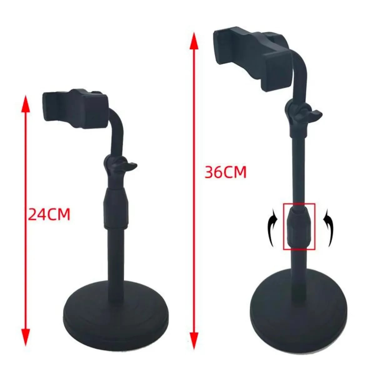 SOPORTE PARA CELULAR DE MESA AJUSTABLE CON GIRO 360° NEGRO - 10