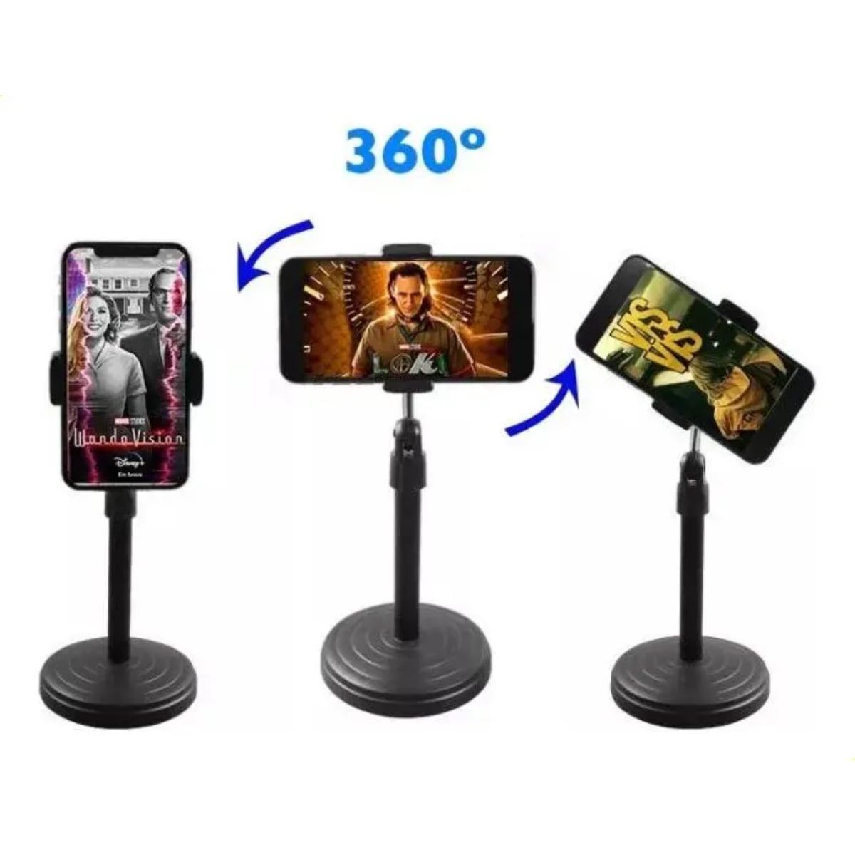 SOPORTE PARA CELULAR DE MESA AJUSTABLE CON GIRO 360° NEGRO - 2