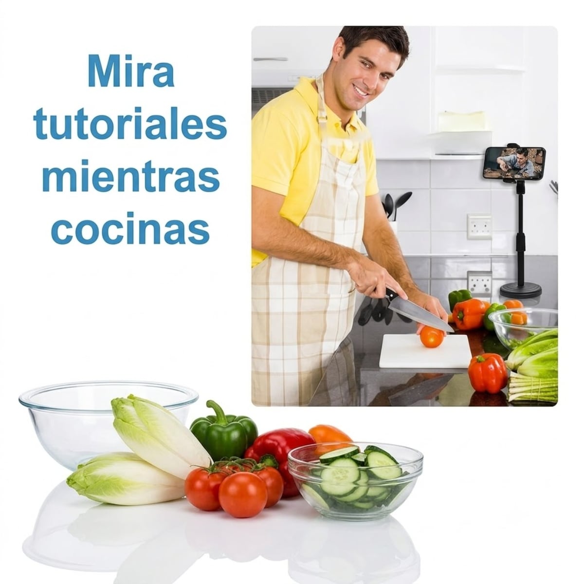 SOPORTE PARA CELULAR DE MESA AJUSTABLE CON GIRO 360° NEGRO - 5
