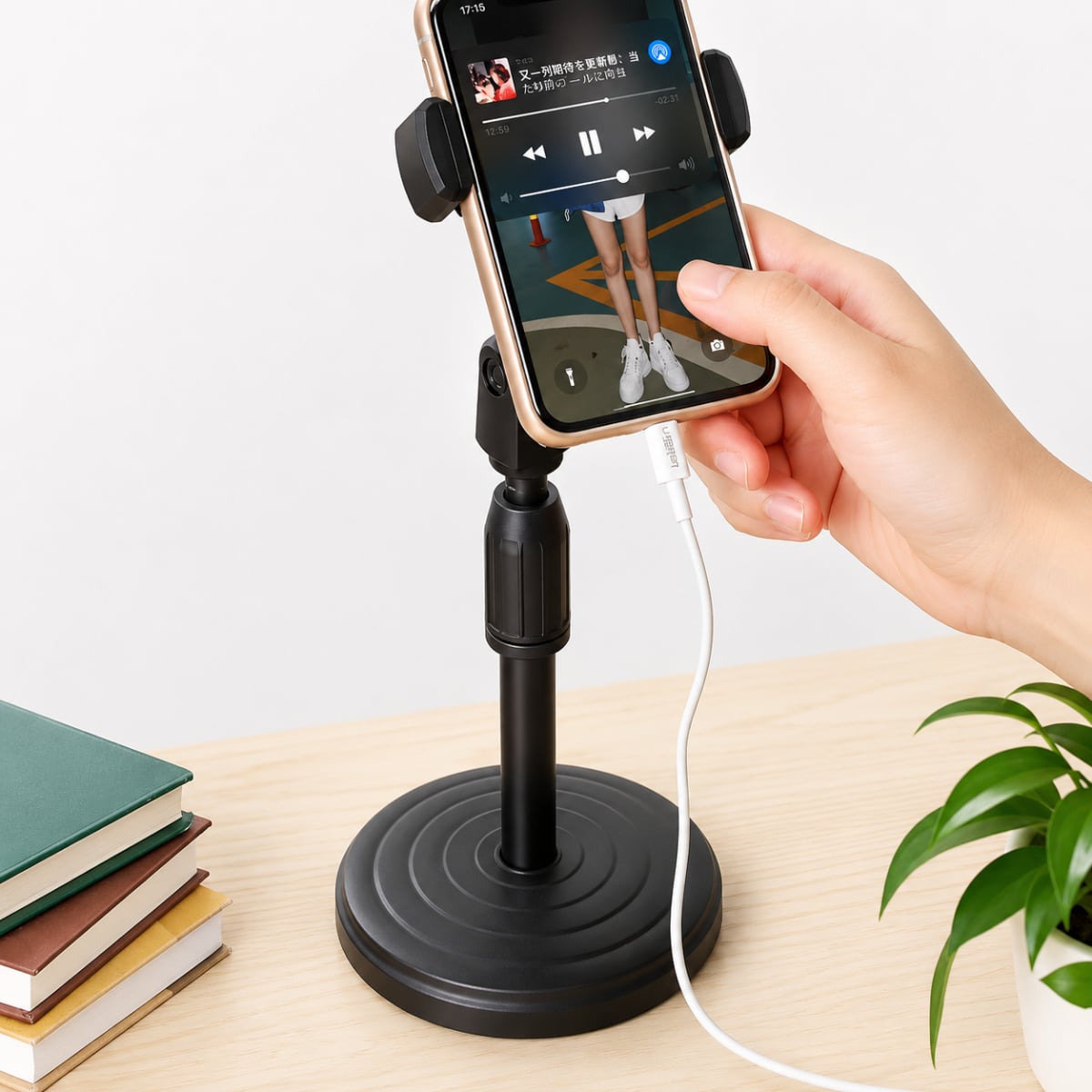 PORTA CELULAR PARA ESCRITORIO CON ALTURA REGULABLE Y BASE FIRME - 9