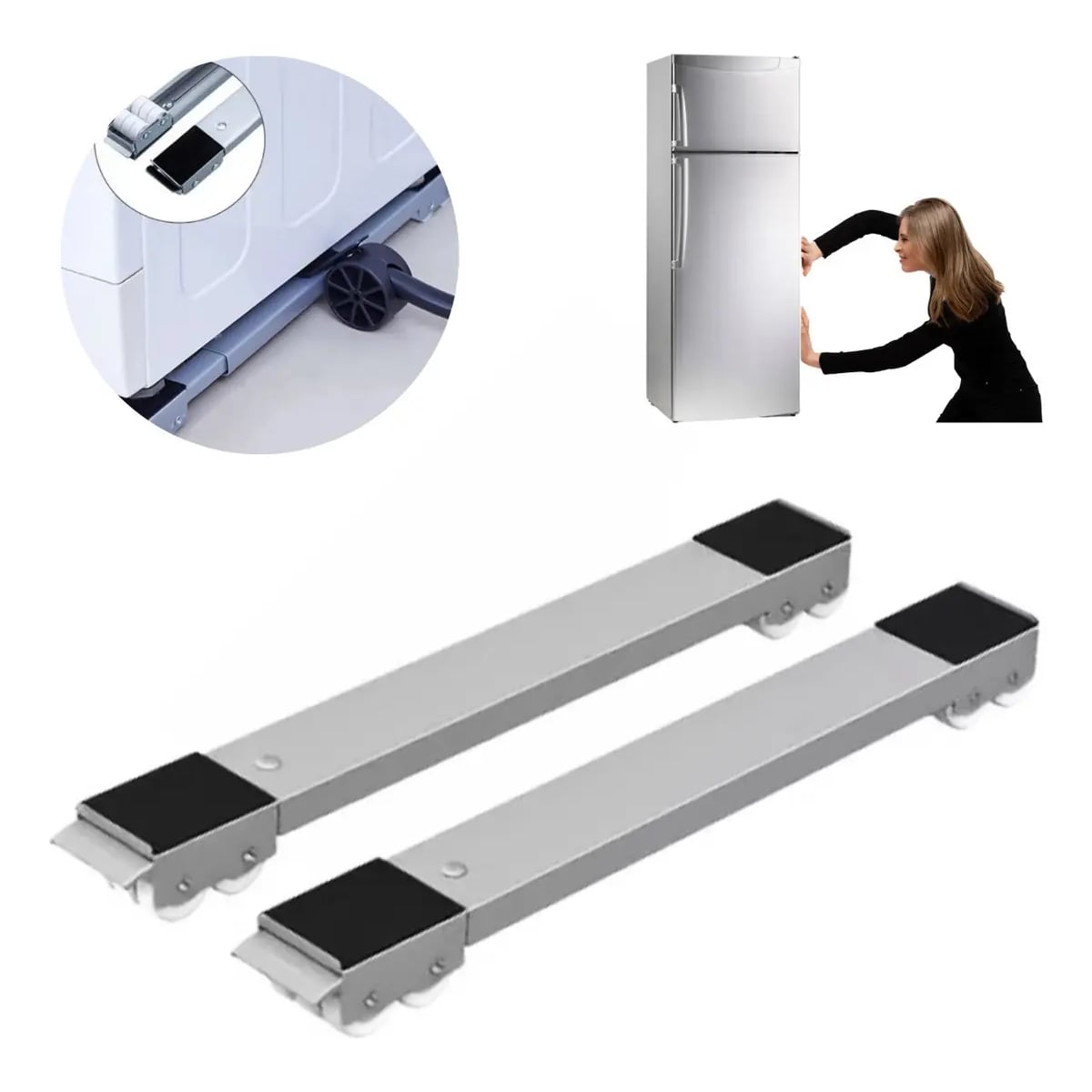 SOPORTE MÓVIL AJUSTABLE PARA LAVADORA, REFRIGERADORA Y MUEBLES 200 KG - 1