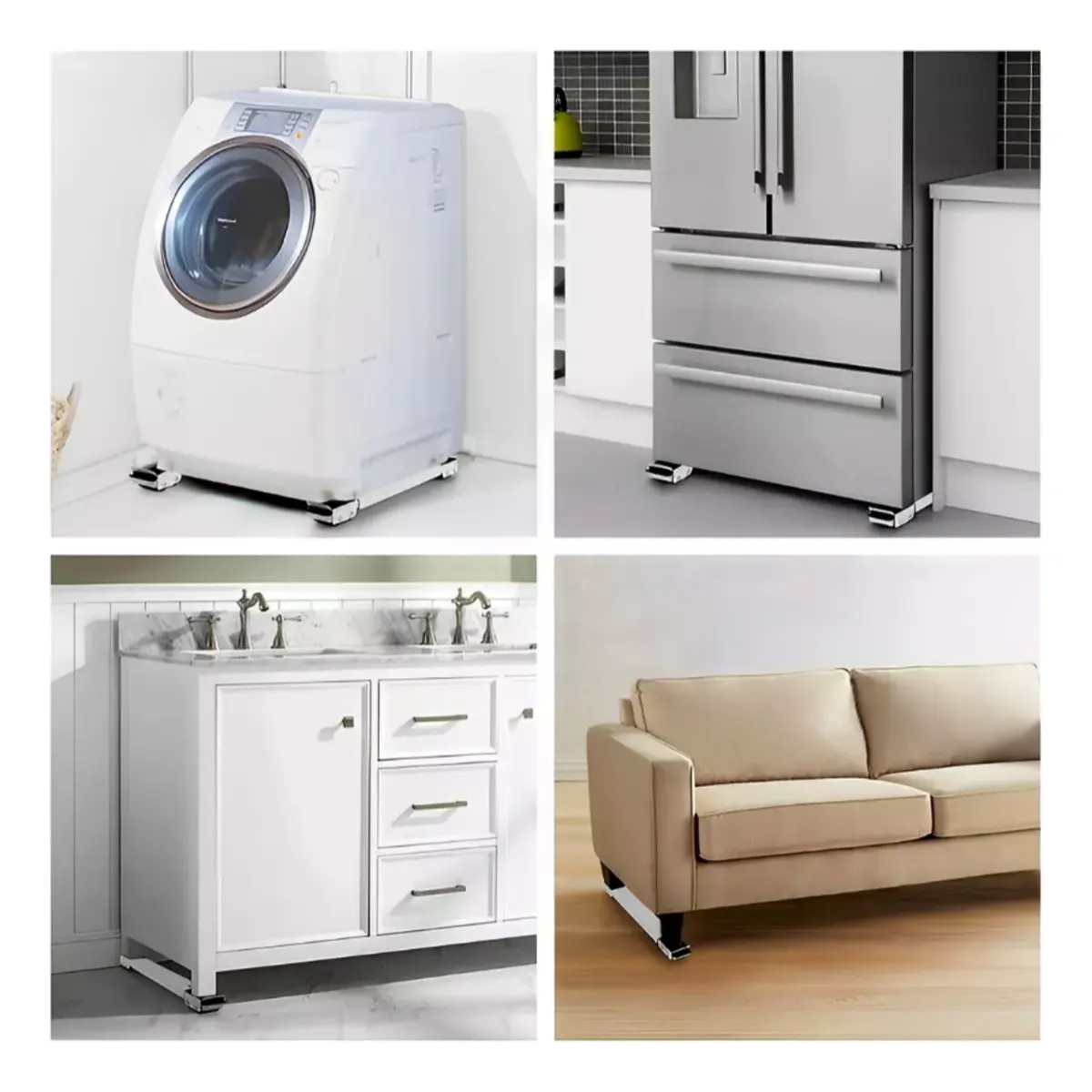 SOPORTE MÓVIL AJUSTABLE PARA LAVADORA, REFRIGERADORA Y MUEBLES 200 KG - 6