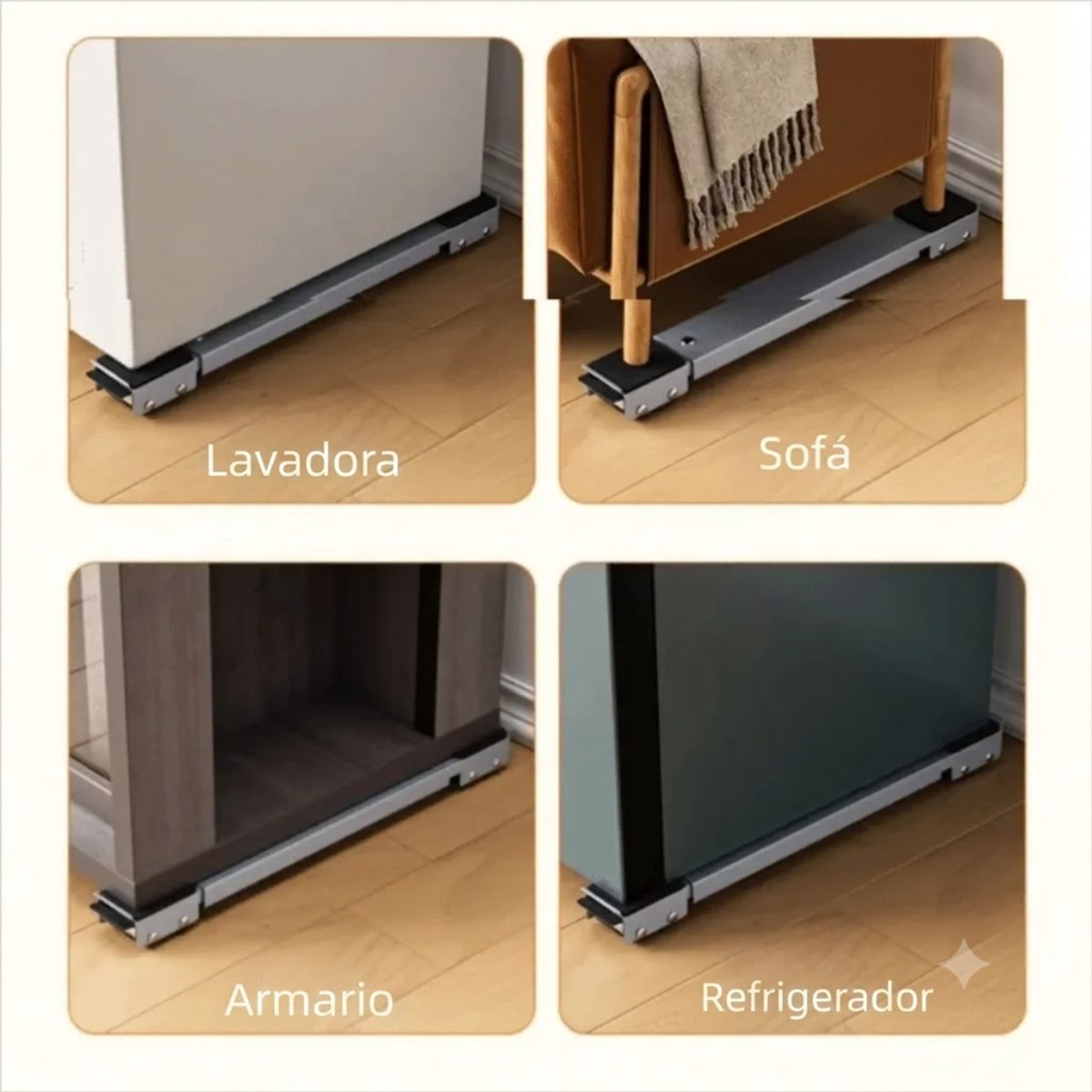 SOPORTE MÓVIL AJUSTABLE PARA LAVADORA, REFRIGERADORA Y MUEBLES 200 KG - 9
