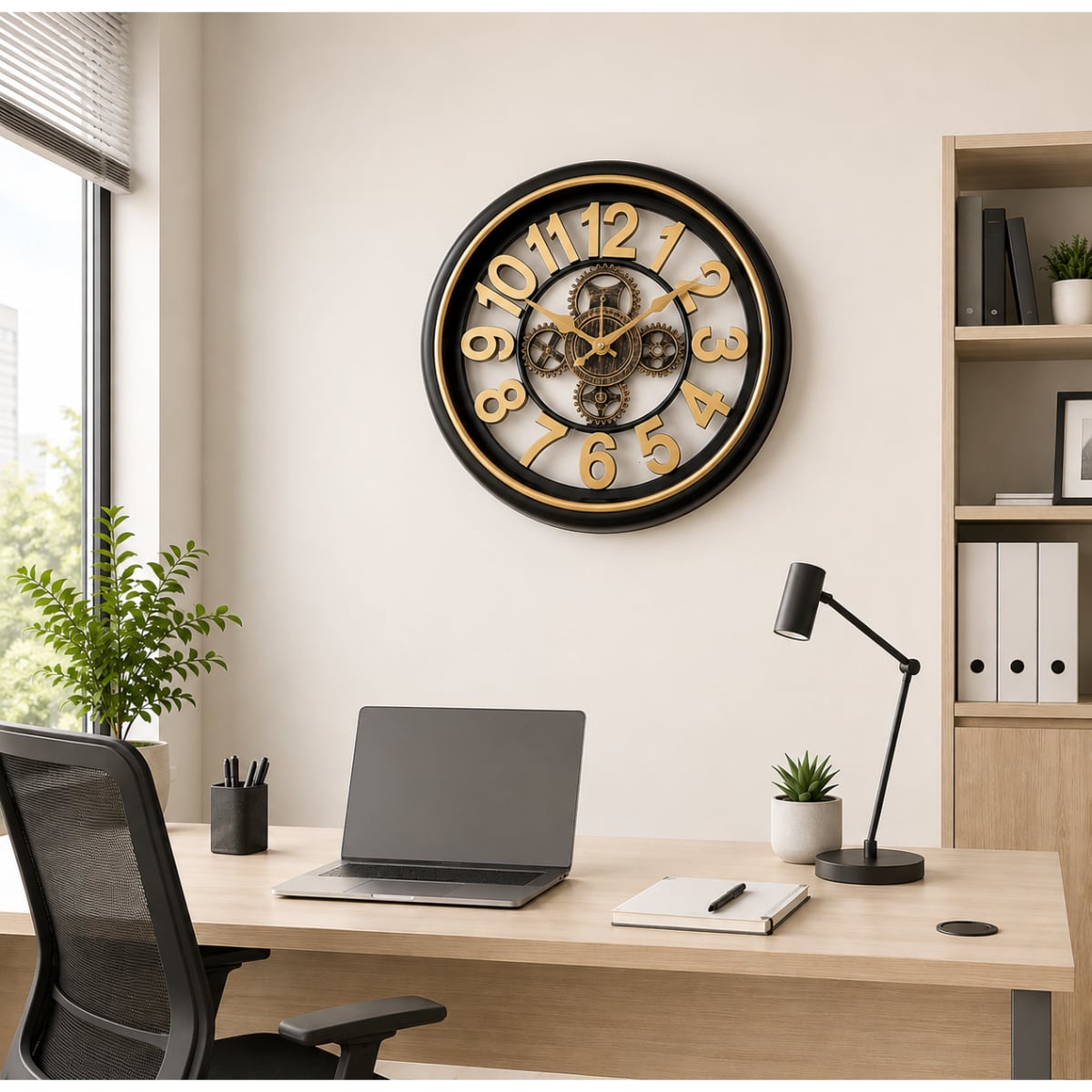 RELOJ DE PARED DECORATIVO 42 CM DISEÑO MODERNO CON ENGRANAJES - 1