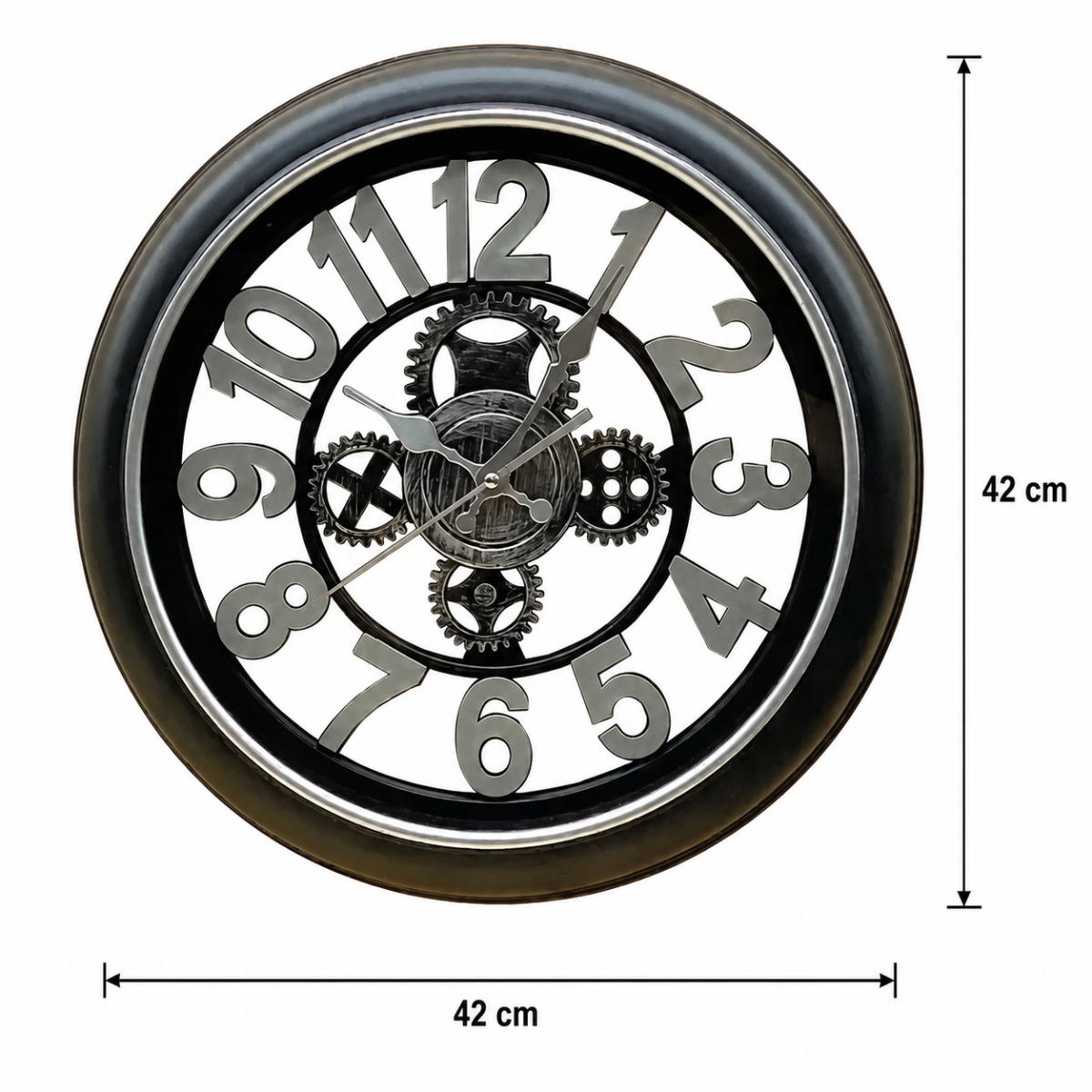 RELOJ DE PARED DECORATIVO 42 CM DISEÑO MODERNO CON ENGRANAJES - 10
