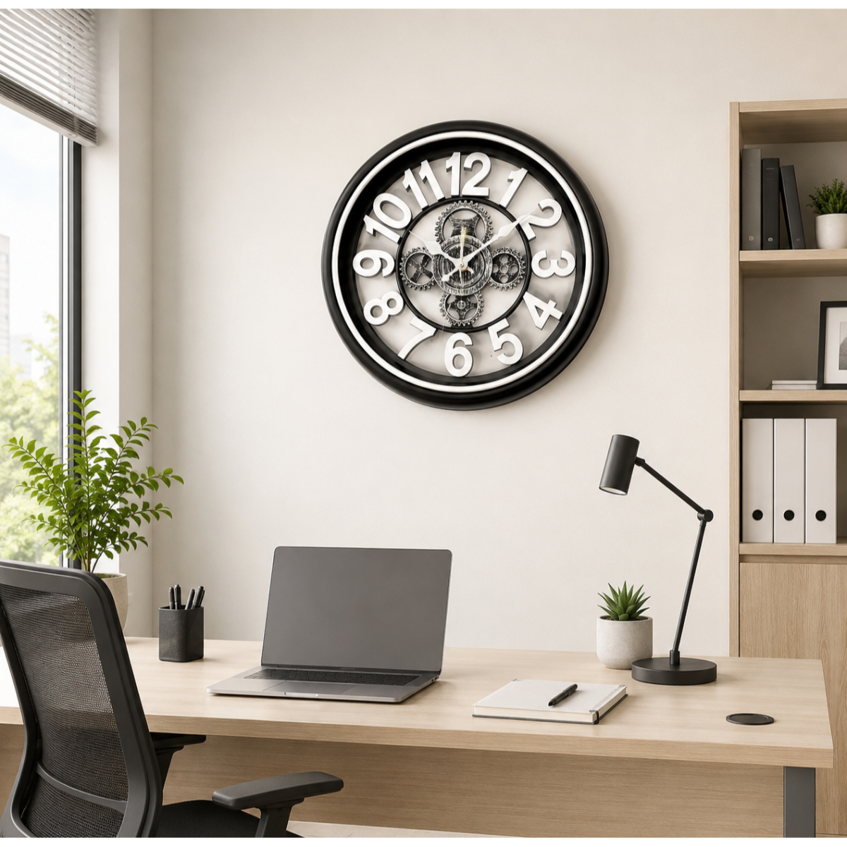 RELOJ DE PARED DECORATIVO 42 CM DISEÑO MODERNO CON ENGRANAJES - 5