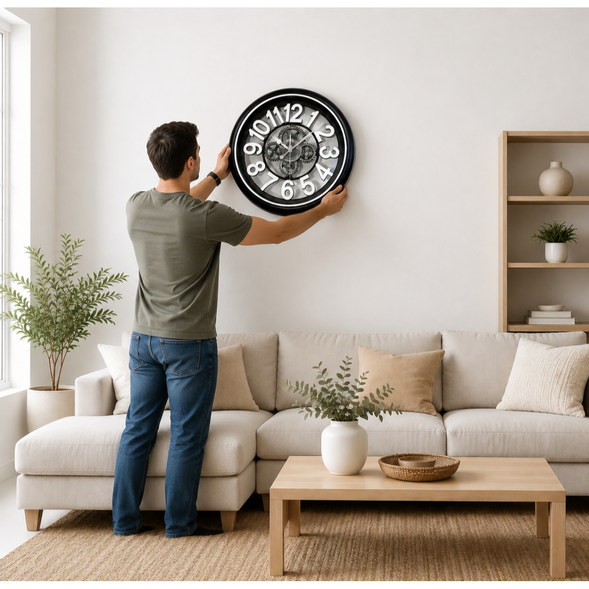 RELOJ DE PARED DECORATIVO 42 CM DISEÑO MODERNO CON ENGRANAJES - 6