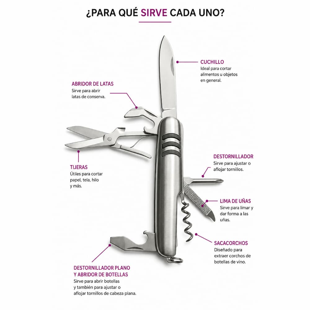 HERRAMIENTA MULTIFUNCIONAL 9 EN 1 ACERO INOXIDABLE PARA CAMPING - 6