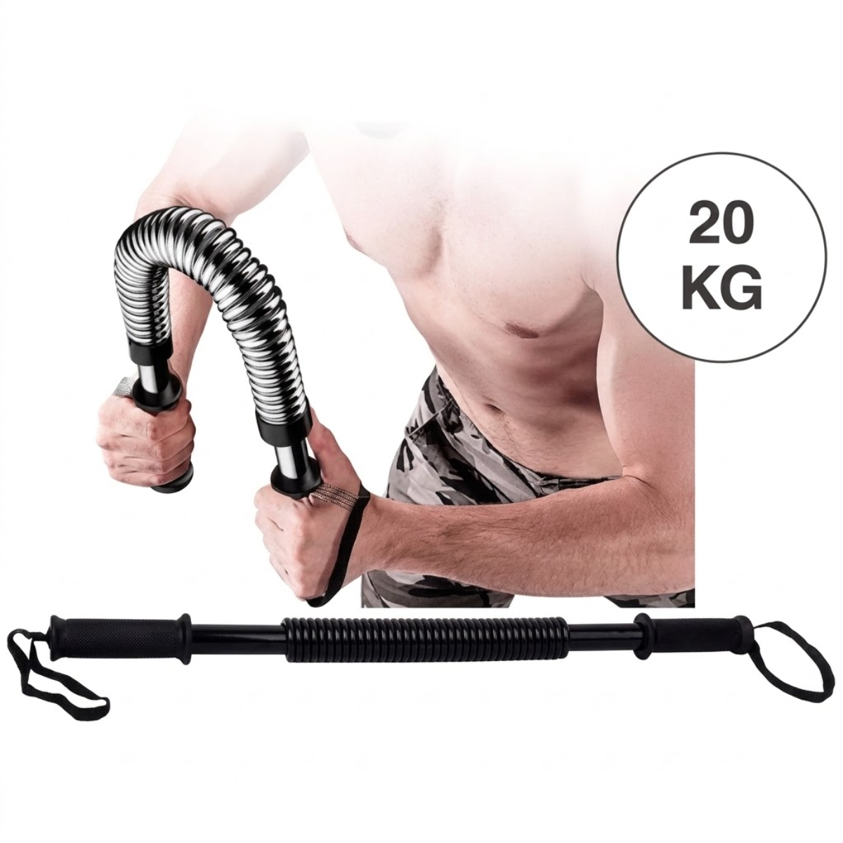 BARRA PARA EJERCICIOS DE FUERZA 20 KG PECHO BRAZOS Y ESPALDA - 2