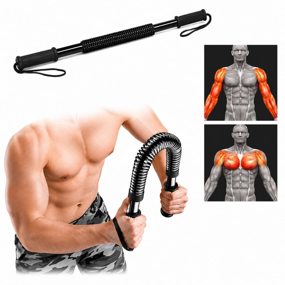 BARRA DE FUERZA 20 KG PARA EJERCICIOS DE PECHO BRAZOS Y HOMBROS - 1