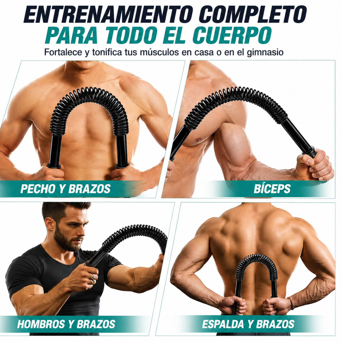 BARRA DE FUERZA 20 KG PARA EJERCICIOS DE PECHO BRAZOS Y HOMBROS - 5