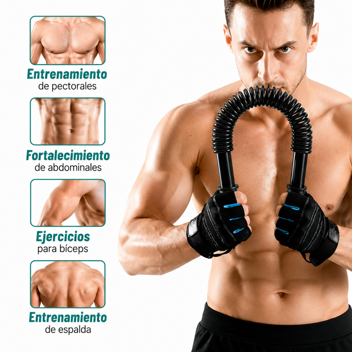 BARRA DE FUERZA 20 KG PARA EJERCICIOS DE PECHO BRAZOS Y HOMBROS - 7