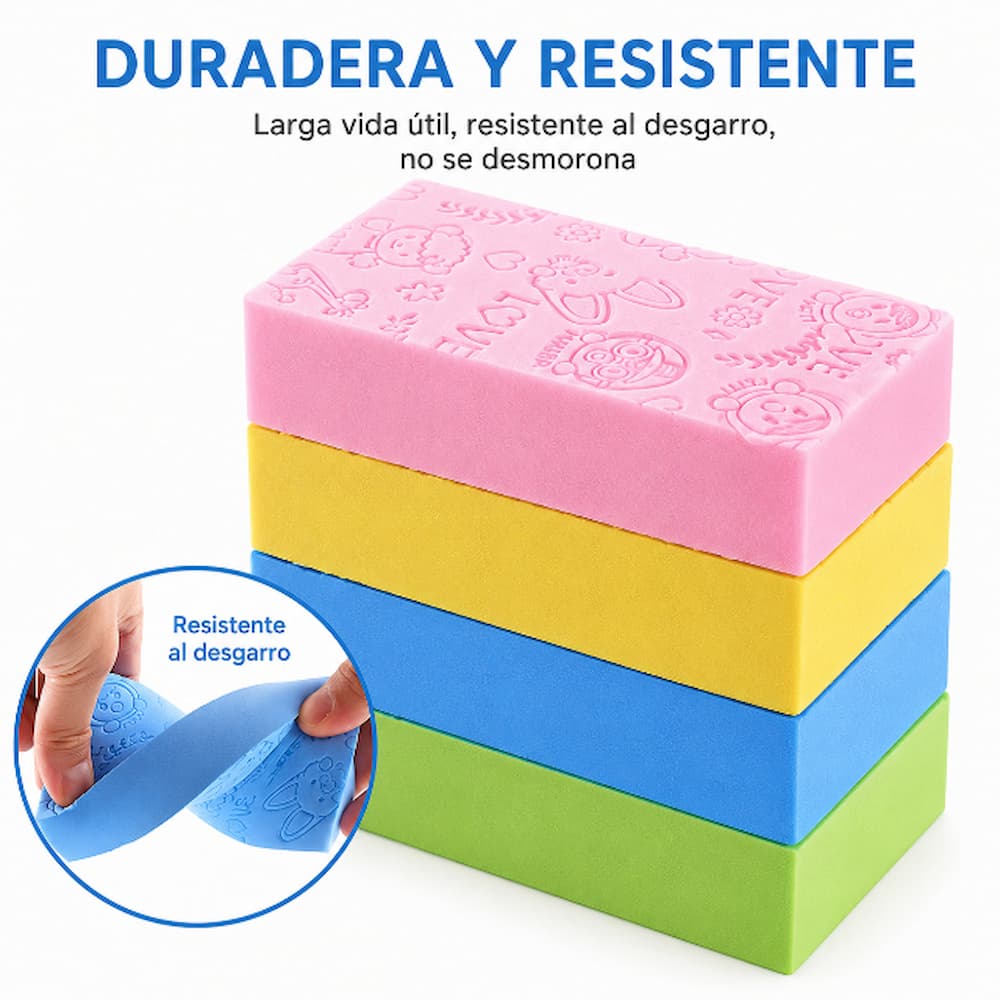 PACK X4 ESPONJAS EXFOLIANTES CORPORALES PARA BAÑO Y DUCHA - 3
