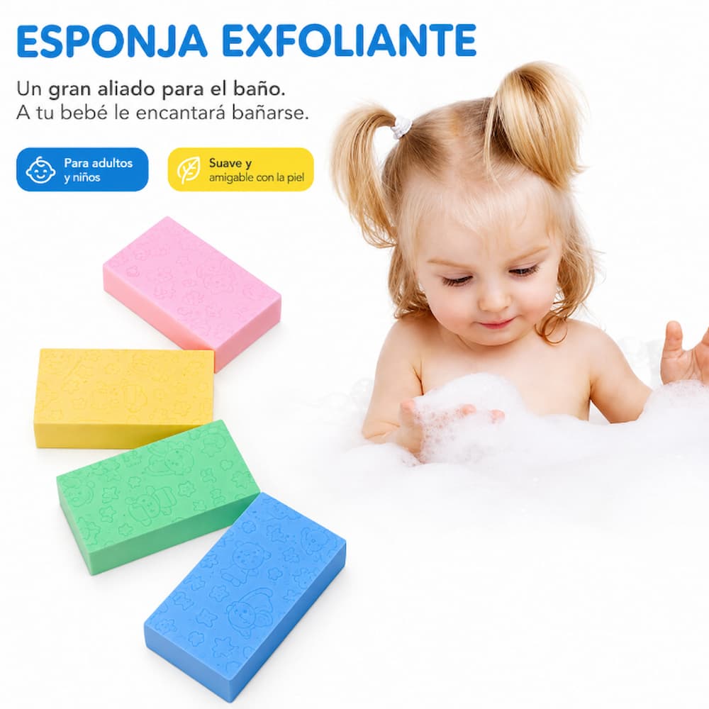 PACK X4 ESPONJAS EXFOLIANTES CORPORALES PARA BAÑO Y DUCHA - 5
