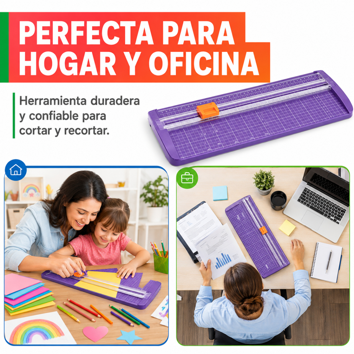 CORTADOR DE PAPEL A4 CON REGLA Y CUCHILLA DESLIZANTE - 2