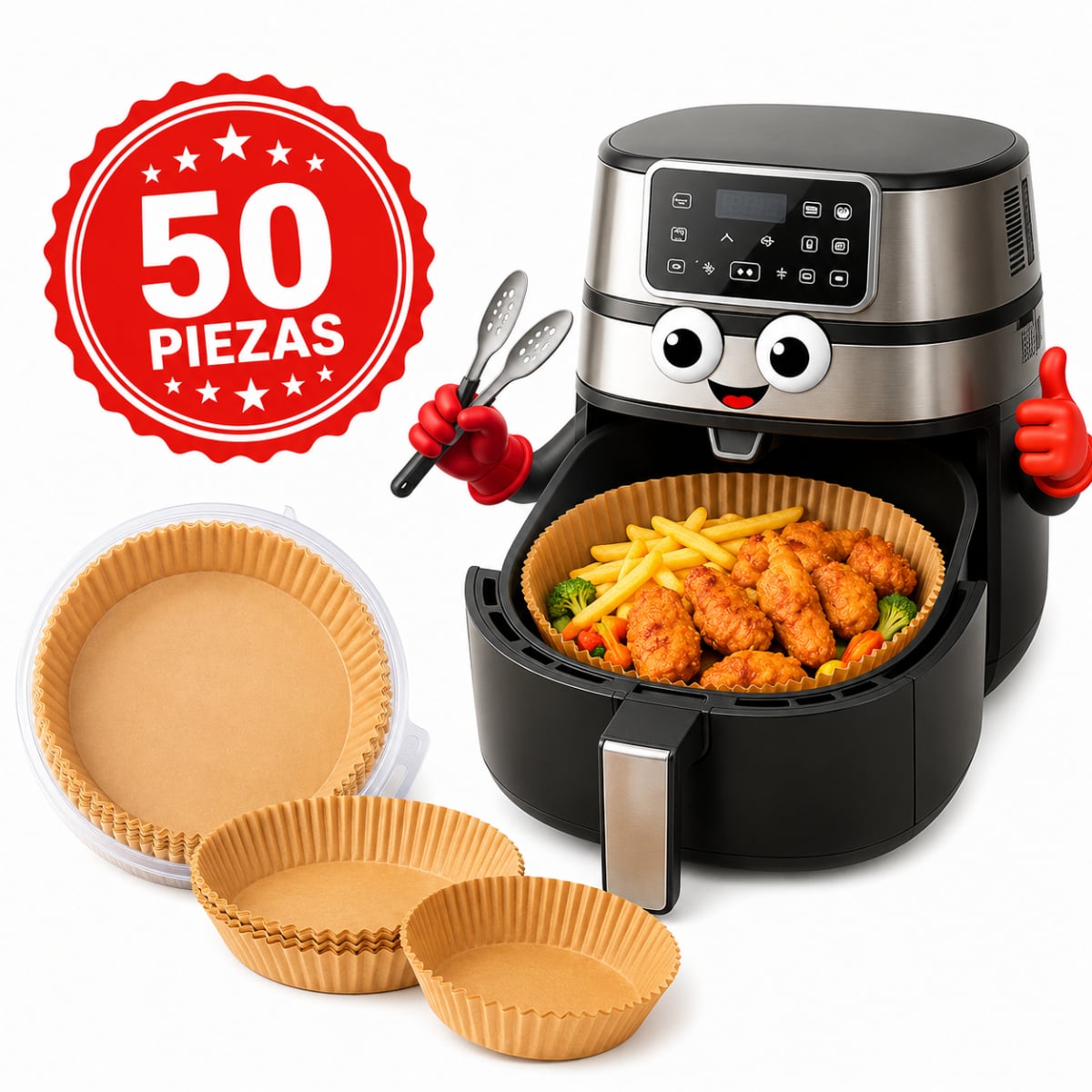 PAPEL ANTIADHERENTE PARA FREIDORA DE AIRE AIR FRYER 50 UNIDADES - 1