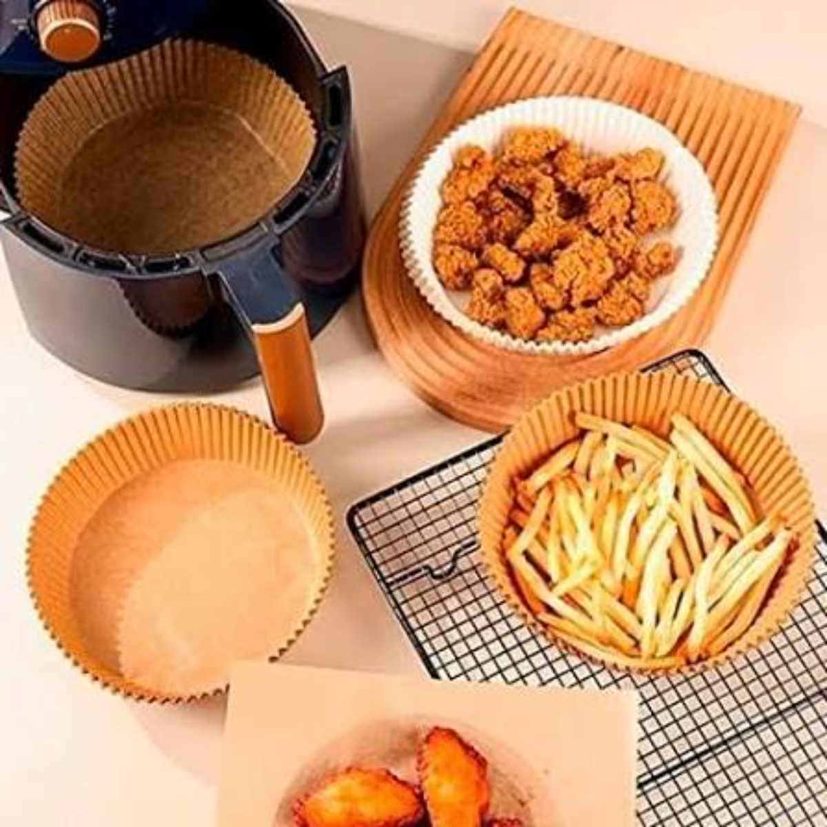 PAPEL ANTIADHERENTE PARA FREIDORA DE AIRE AIR FRYER 50 UNIDADES - 2