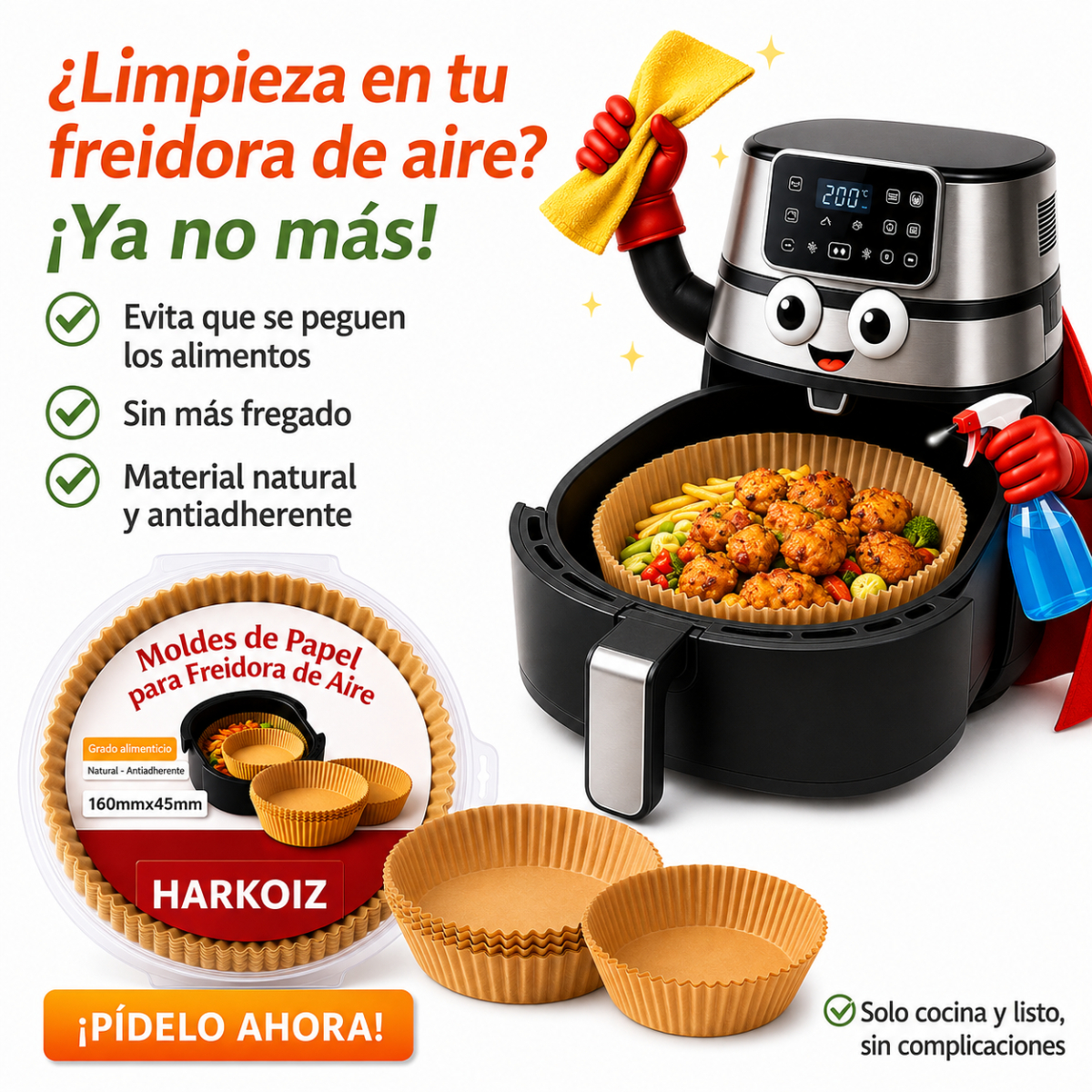 PAPEL ANTIADHERENTE PARA FREIDORA DE AIRE AIR FRYER 50 UNIDADES - 5