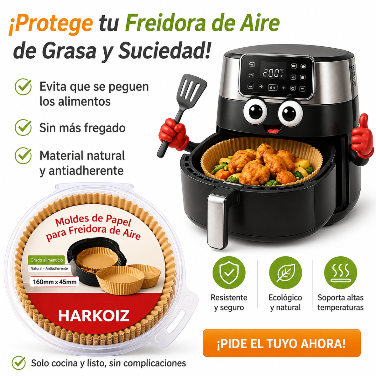 PAPEL ANTIADHERENTE PARA FREIDORA DE AIRE AIR FRYER 50 UNIDADES - 8