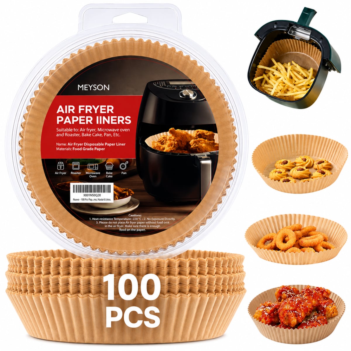 PAPEL ANTIADHERENTE PARA FREIDORA DE AIRE AIR FRYER 100 UNIDADES - 1