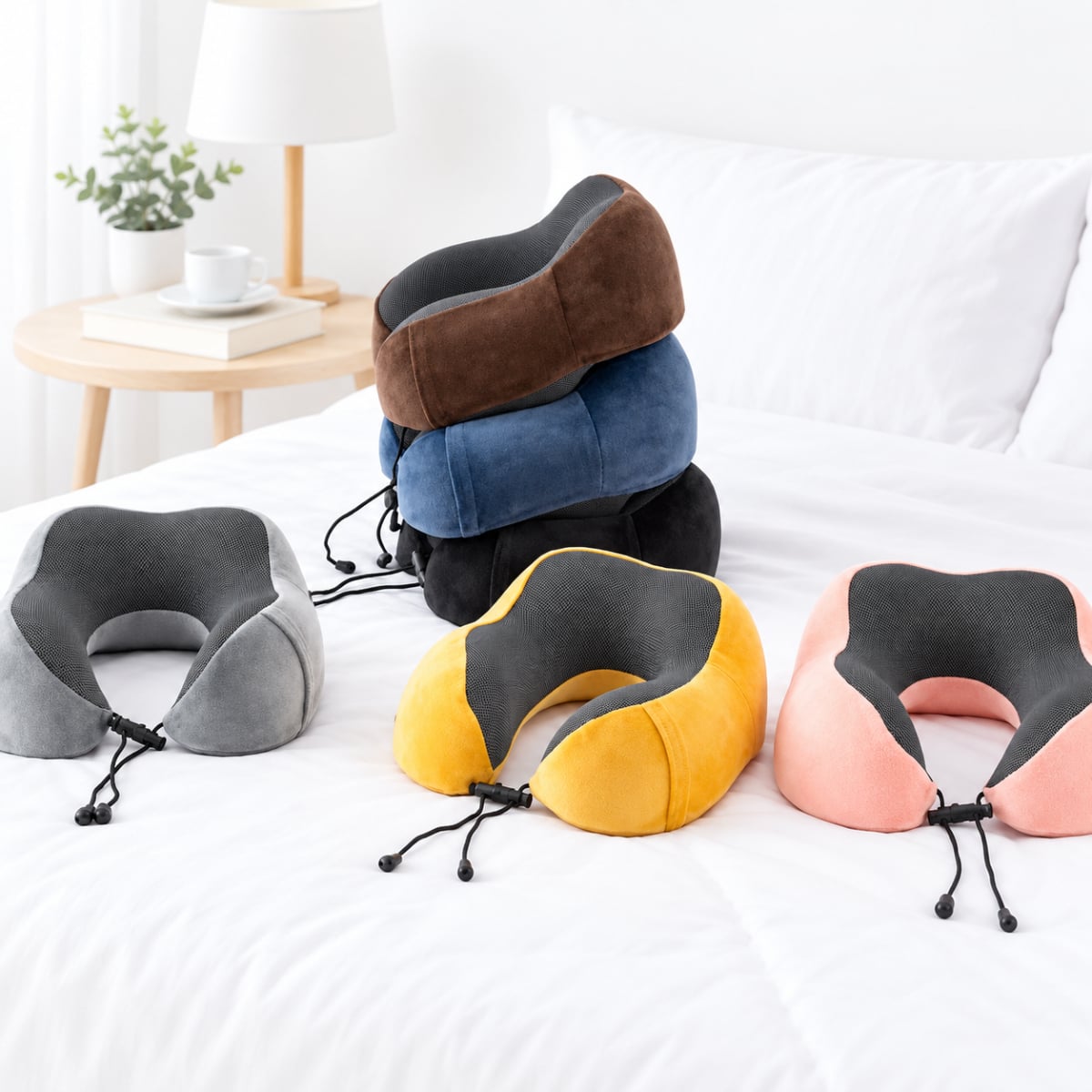 ALMOHADA CERVICAL DE VIAJE VISCOELÁSTICA EN U CON AJUSTE - 1