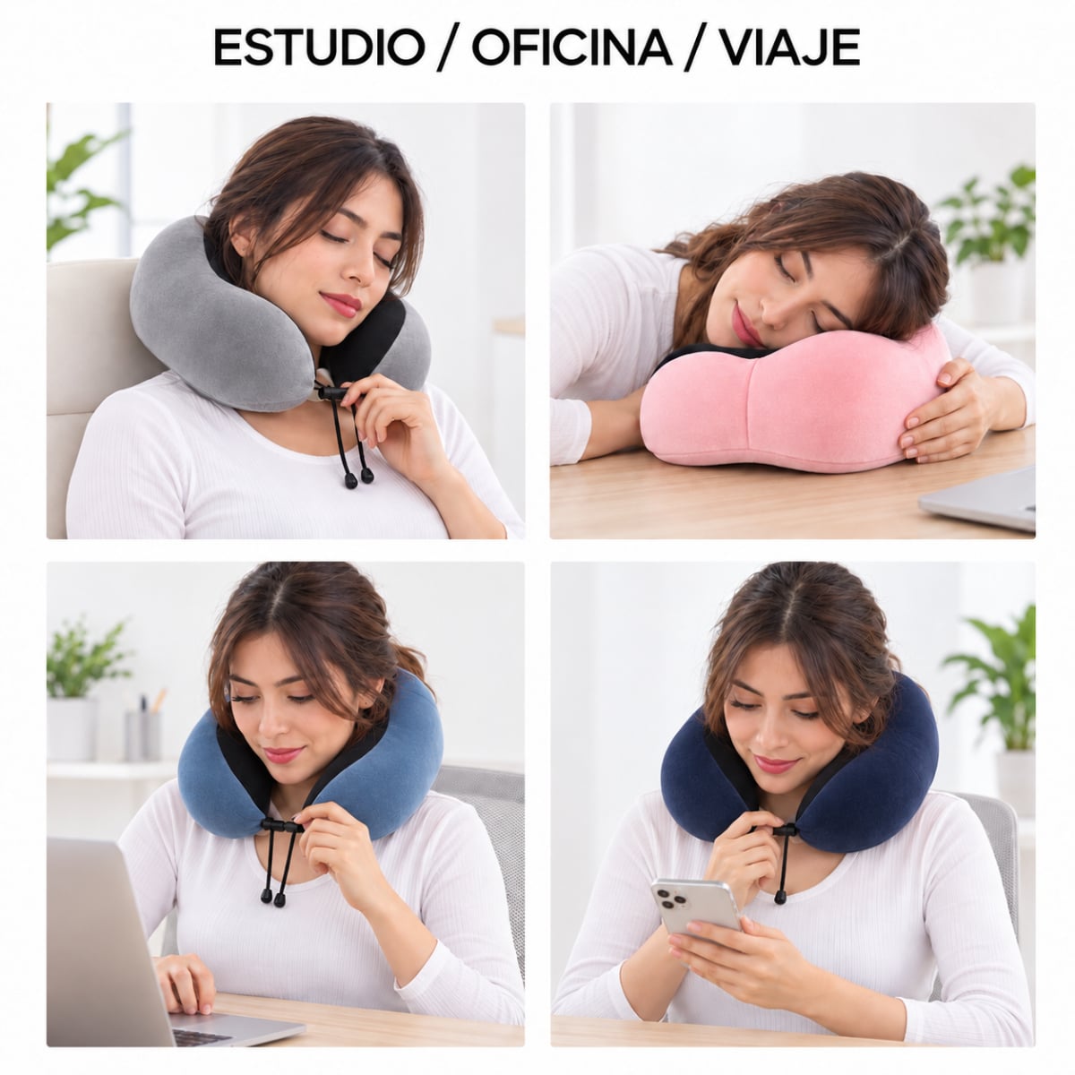 ALMOHADA CERVICAL DE VIAJE VISCOELÁSTICA EN U CON AJUSTE - 3