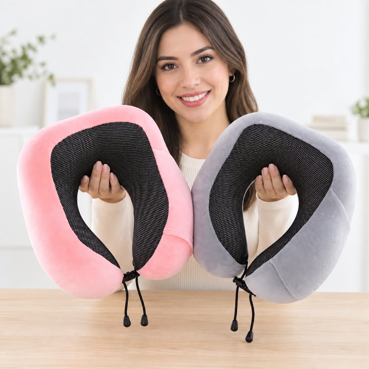 ALMOHADA CERVICAL DE VIAJE VISCOELÁSTICA EN U CON AJUSTE - 4