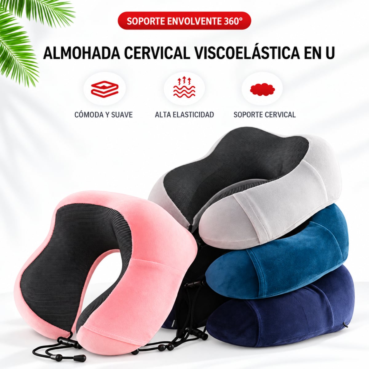ALMOHADA CERVICAL DE VIAJE VISCOELÁSTICA EN U CON AJUSTE - 8