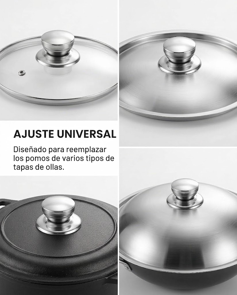 PERILLA METÁLICA UNIVERSAL DE REPUESTO PARA TAPA DE OLLA - 8
