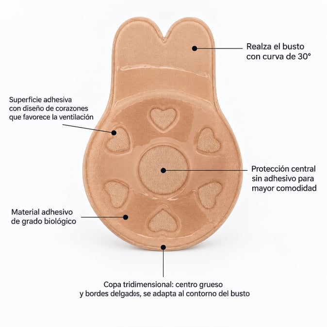 BRASIER ADHESIVO INVISIBLE LEVANTA BUSTO REUTILIZABLE - 2