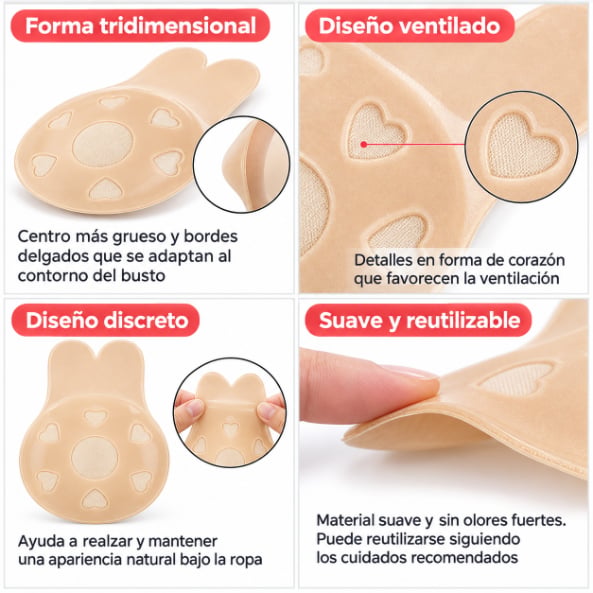 BRASIER ADHESIVO INVISIBLE LEVANTA BUSTO REUTILIZABLE - 3
