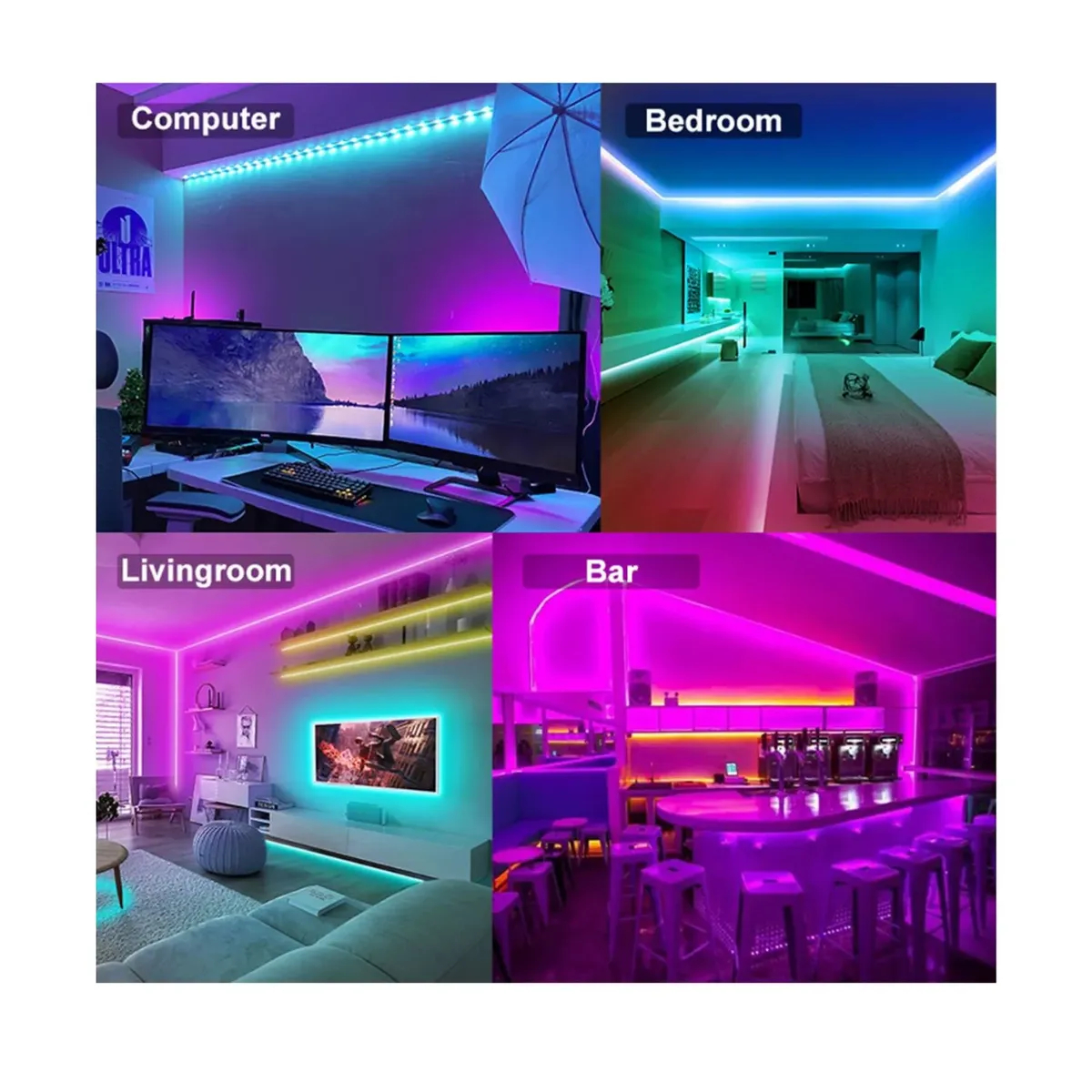 CINTA LED RGB 5 METROS CON CONTROL REMOTO Y ADAPTADOR - 10