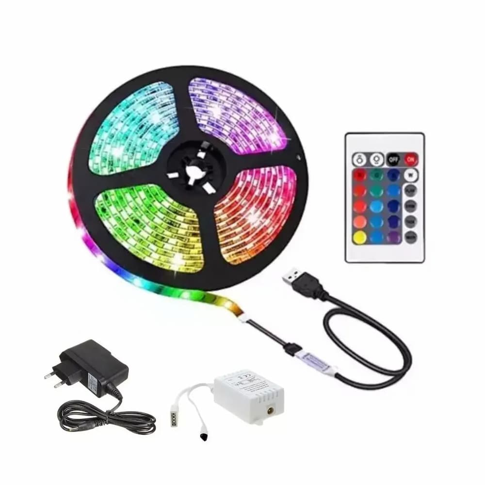 CINTA LED RGB 5 METROS CON CONTROL REMOTO Y ADAPTADOR - 6