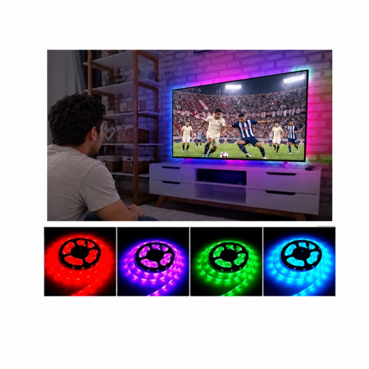 TIRA DE LUCES LED MULTICOLOR 5M PARA TV Y CUARTO GAMER - 5