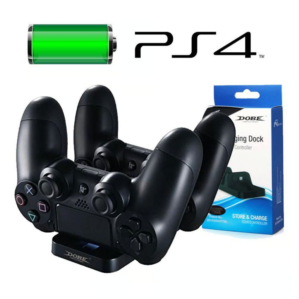 BASE CARGADORA DOBLE PARA 2 CONTROLES PS4 SLIM Y PRO - 1