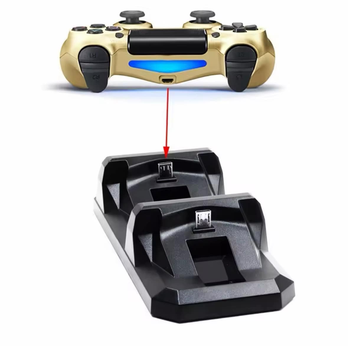 BASE CARGADORA DOBLE PARA 2 CONTROLES PS4 SLIM Y PRO - 2